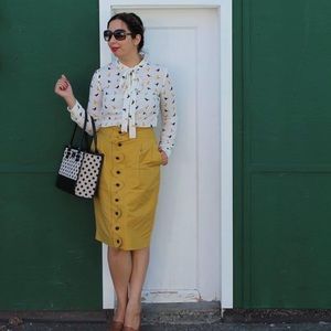 Anthropologie yellow pencil skirt